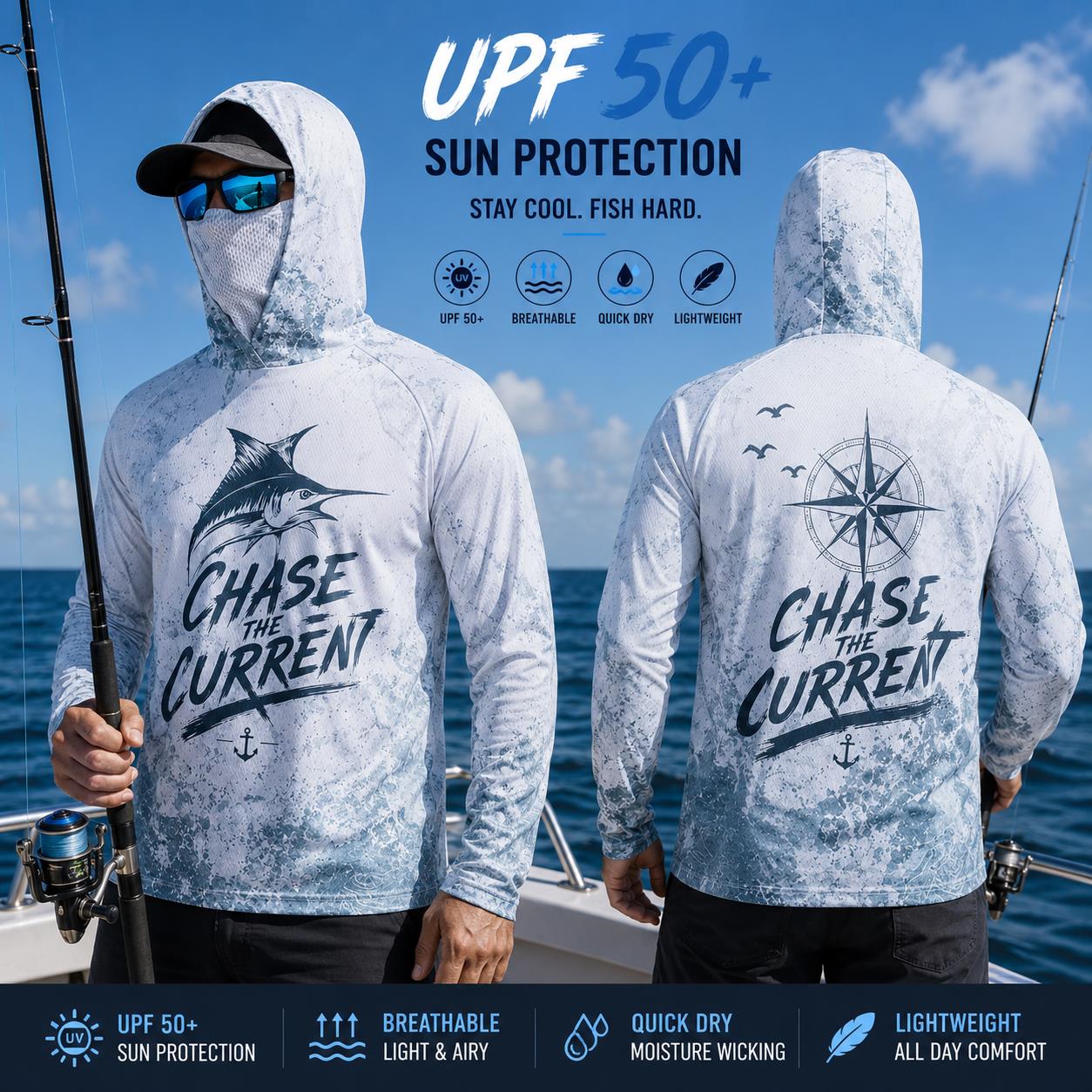 Fishing Mask Sun Protection - 낚시 후드 셔츠 남성용 긴팔 보호