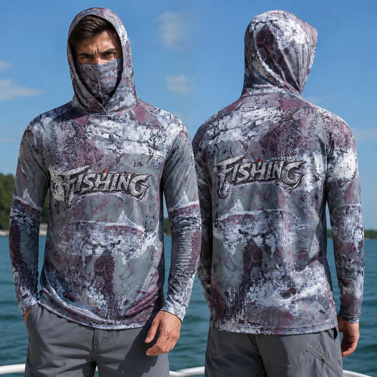 Fishing Mask Sun Protection - 낚시 셔츠 후드 남성 낚시복 긴팔
