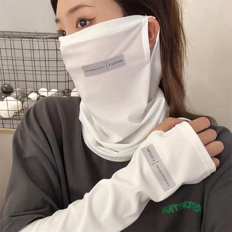 Fishing Mask Sun Protection - 아이스 실크 자외선 차단 세트*페이스 마스크+팔