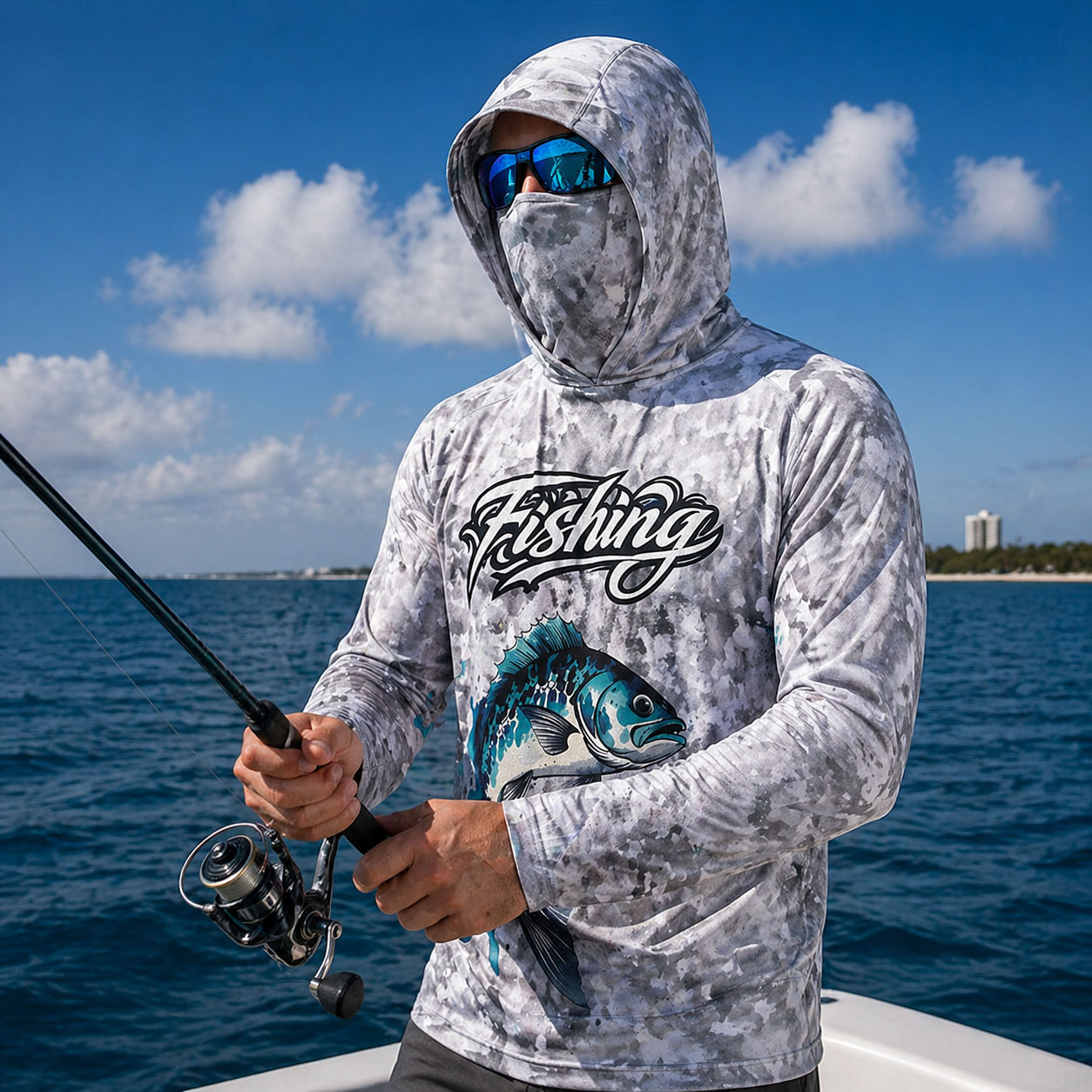 Fishing Mask Sun Protection - 낚시 셔츠 후드 남성 낚시복 긴팔