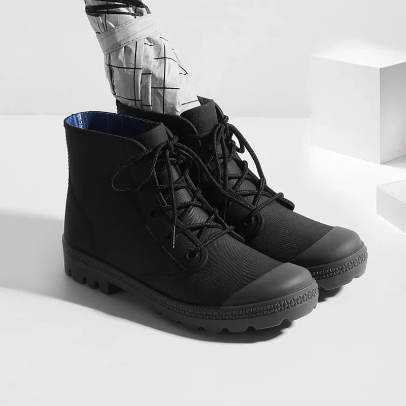Fishing Boots - 남성용 레이스업 레인 부츠, 미끄럼 방지