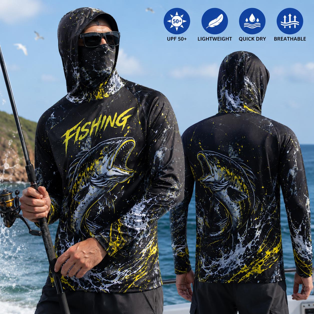 남성용 후드 낚시 셔츠 UPF 자외선 차단 통기성 긴팔 - Fishing Hoodie 리뷰 및 가격