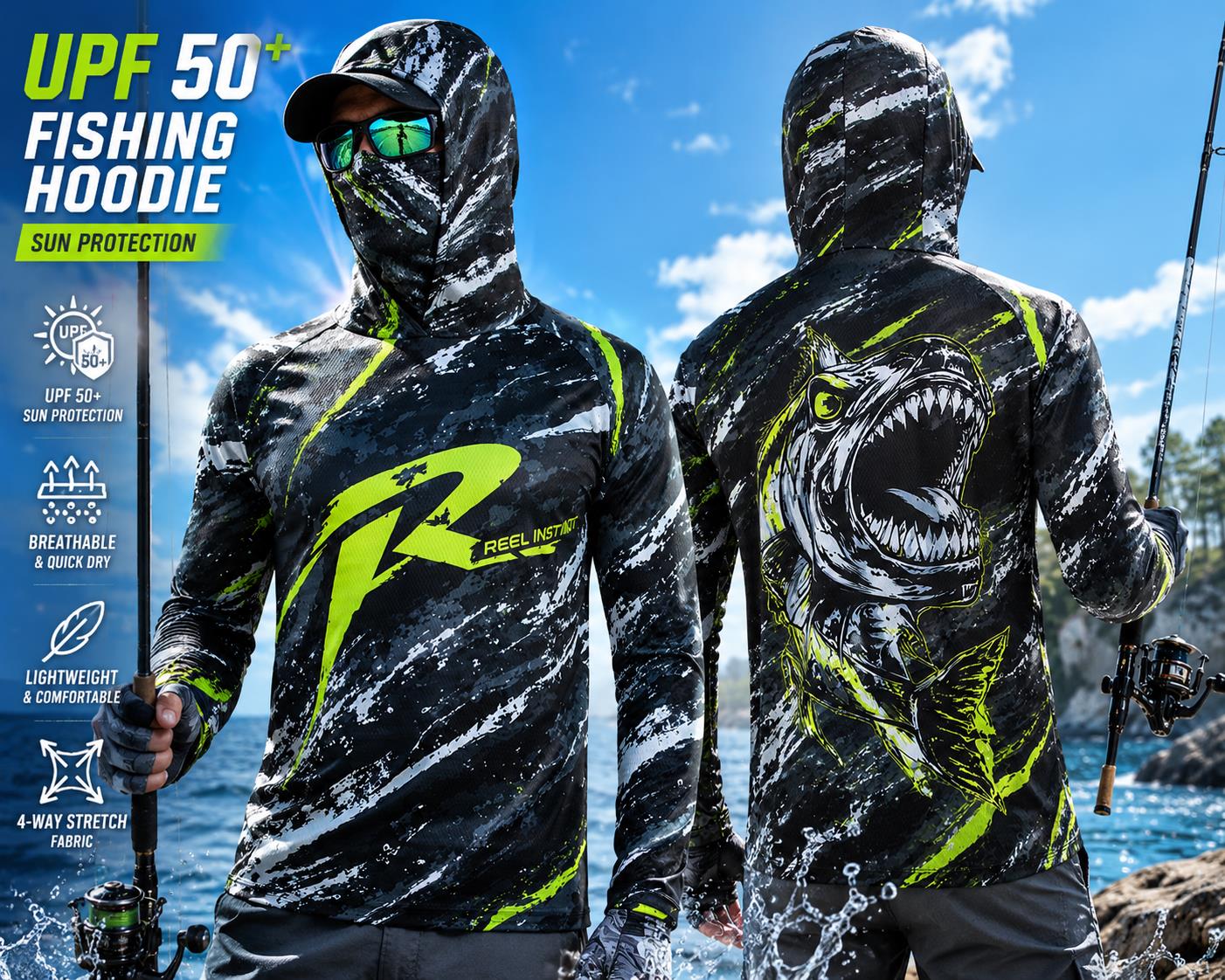 남성용 후드 낚시 셔츠 UPF 자외선 차단 통기성 긴팔 - Fishing Hoodie 리뷰 및 가격