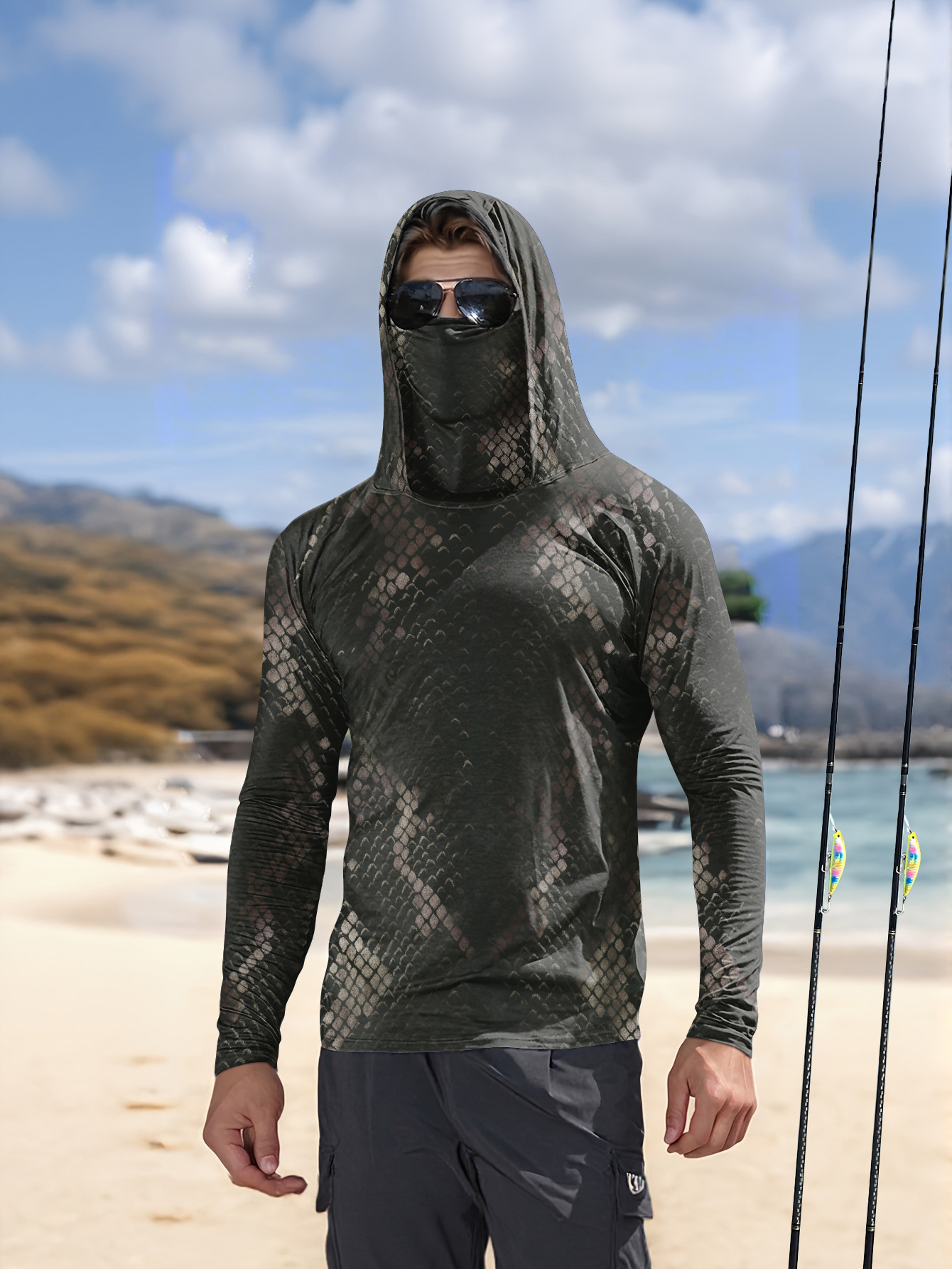 남성용 낚시 후드형 긴팔 위장 무늬 자외선 차단 통기성 - Fishing Shirt Uv Protection 리뷰 및 가격