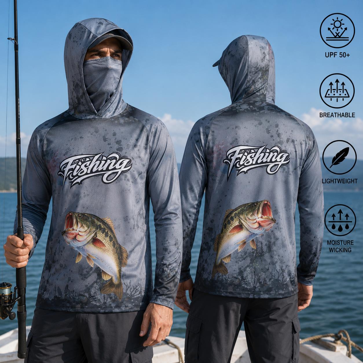 낚시 셔츠 후드 남성 낚시복 긴팔 야외 여름 마스크 후 - Fishing Mask Sun Protection 리뷰 및 가격